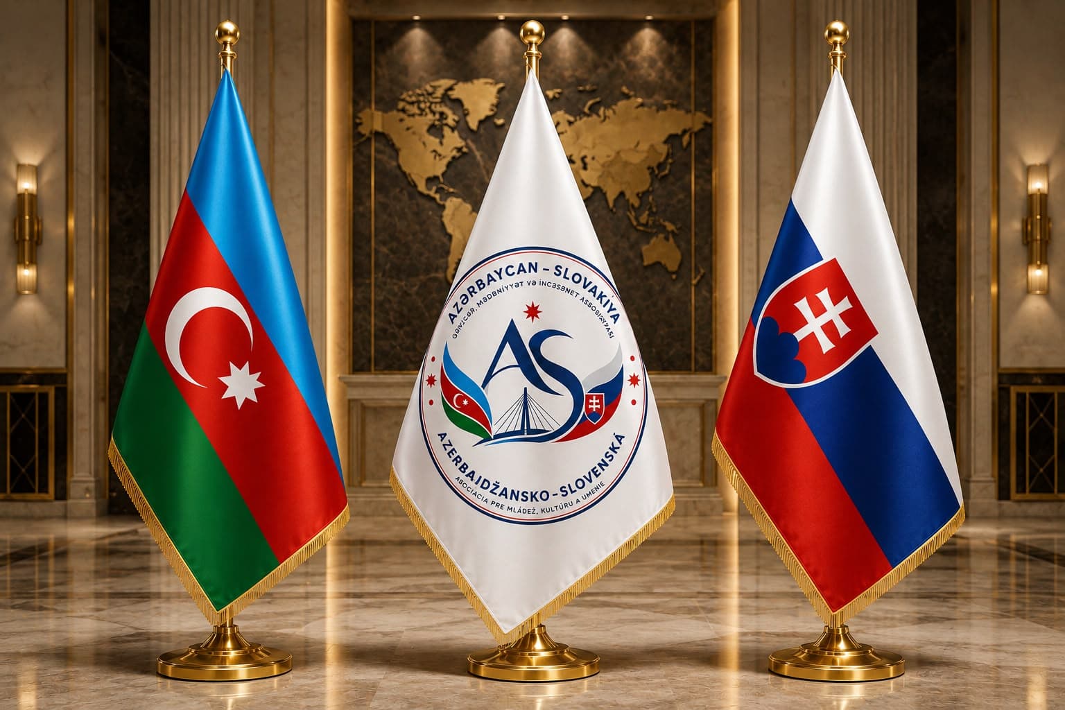 Azərbaycan, ASGMIA və Slovakiya bayraqları